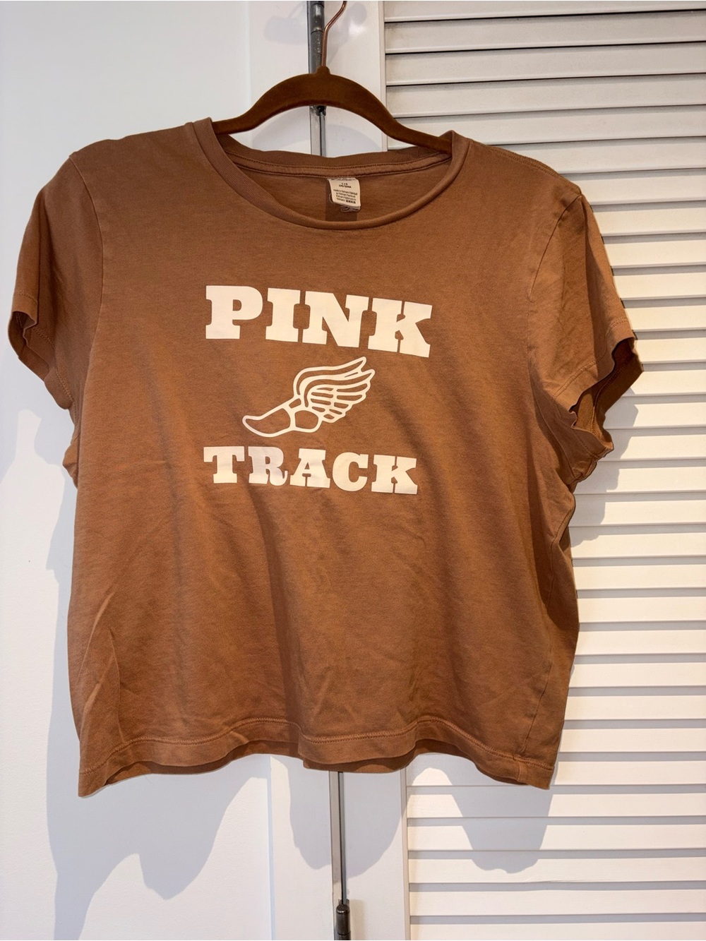 PINK Victoria's Secret Brown Track Logo Tee